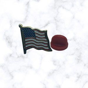 Vintage Gold American Flag Hat Pin